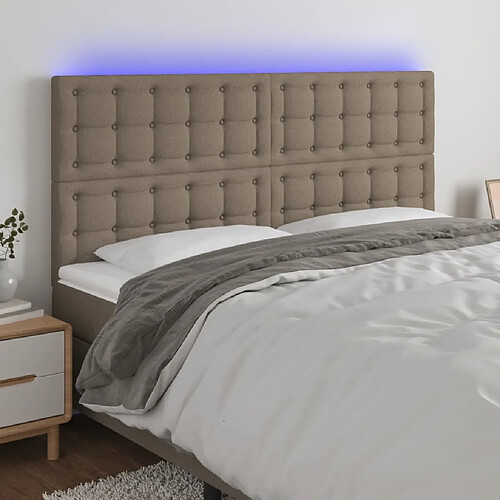 vidaXL Tête de lit à LED Taupe 200x5x118/128 cm Tissu