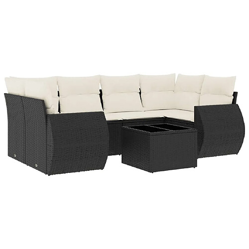 Maison Chic Salon de jardin 7 pcs avec coussins | Ensemble de Table et chaises | Mobilier d'Extérieur noir résine tressée -GKD89122