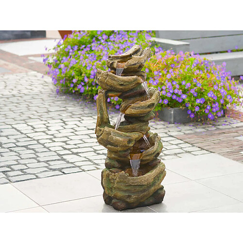 Fontaine de jardin Trabia tronc d'arbre avec cascade et éclairage LED - Ubbink