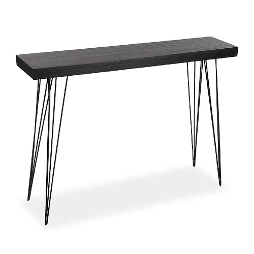 Versa Meuble d'entrée étroit, Table console Dark Dallas 110x25x80cm,Bois et métal, Marron foncé