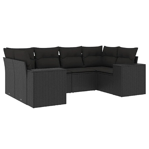 Maison Chic Ensemble Tables et chaises d'extérieur 6pcs avec coussins,Salon de jardin noir résine tressée -GKD365776