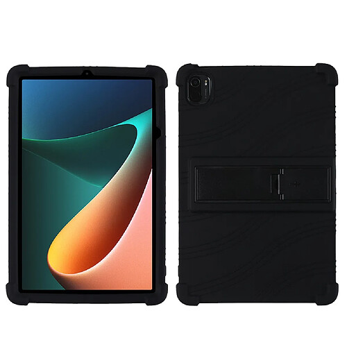 Coque en silicone quatre coins renforcés avec béquille noir pour votre Xiaomi Pad 5/Pad 5 Pro