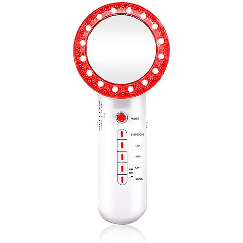 Chrono Élimination de la cellulite par ultrasons, dispositif de réduction de la cellulite par cavitation 6 en 1 Masseur de cellulite Ion EMS Machine de brûlure de graisse à vibration infrarouge(Blanc)