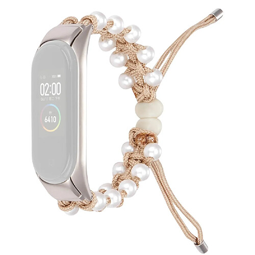 Bracelet en nylon perles décorées, cordon de serrage réglable, kaki pour votre Xiaomi Mi Band 3/4