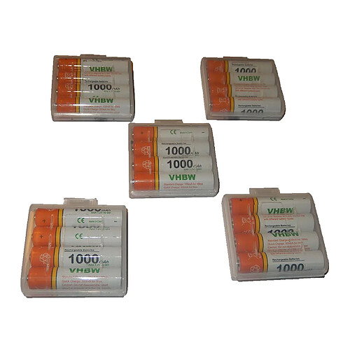 Lot 20 piles rechargeables vhbw AAA, Micro, R3, HR03 1000mAh pour Philips BeNear XL3901, XL3951, XL5901, XL5950, XL5951, Audioline BigTel 200, 202,280