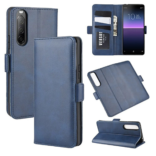 Etui en PU boucle déployante double avec support bleu pour votre Sony Xperia 10 II