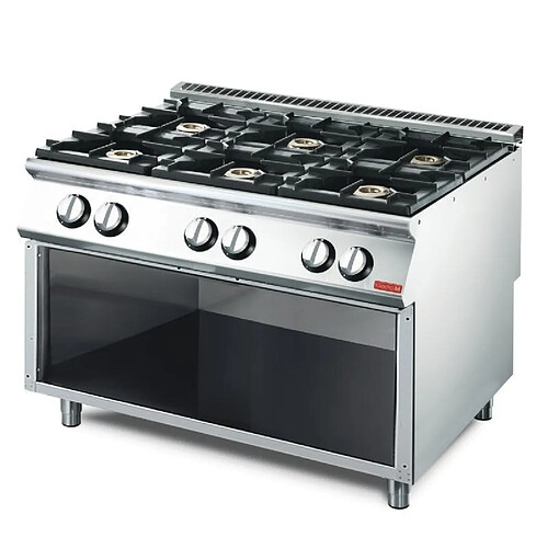 Piano de cuisson 6 brûleurs 33,5 kW - soubassement ouvert - Gastro M