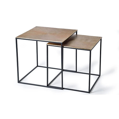 Pegane Set de 2 tables basses en fer coloris bronze