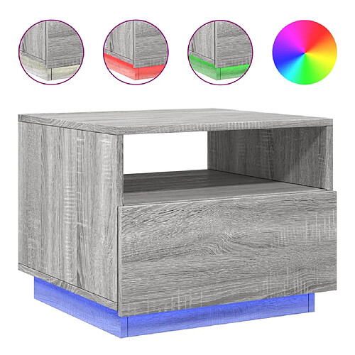 ComfortXL Table Basse Avec Lumières LED Sonoma Gris 50x49x40 Cm