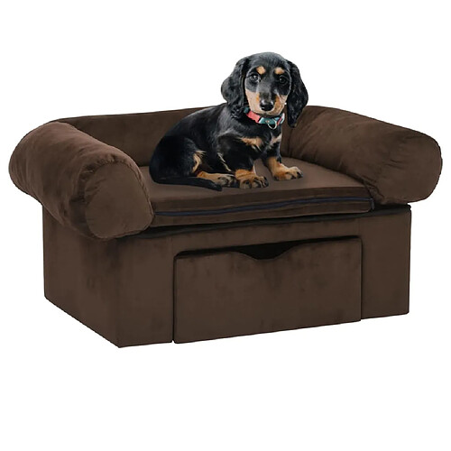 vidaXL Canapé pour chien avec tiroir Marron 75x50x38 cm Peluche