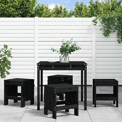 Salle à dîner de jardin 5 pcs,Table et chaise à manger noir bois massif de pin -MN39048