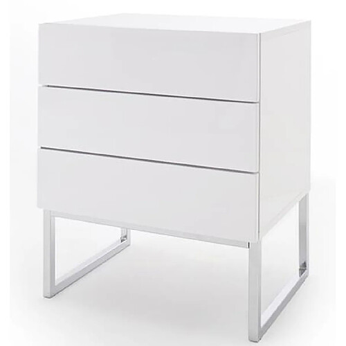 Pegane Table de chevet / table de nuit en métal coloris blanc brillant - Longueur 50 x Hauteur 60 x Profondeur 40 cm