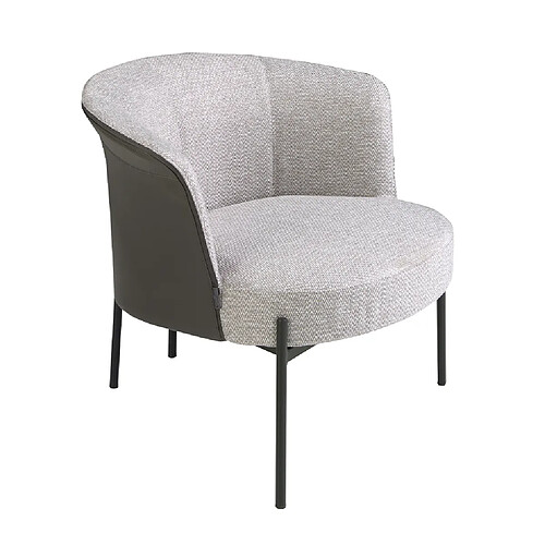 Angel Cerda Fauteuil en tissu gris et croûte de cuir gris foncé