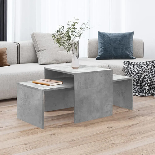 Maison Chic Ensemble de tables basses,Table Console pour salon Gris béton 100x48x40 cm Aggloméré -MN16965