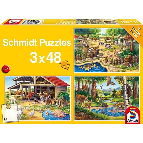 Puzzle enfant 3x48 pieces - Tous mes animaux preferes - SCHMIDT AND SPIELE