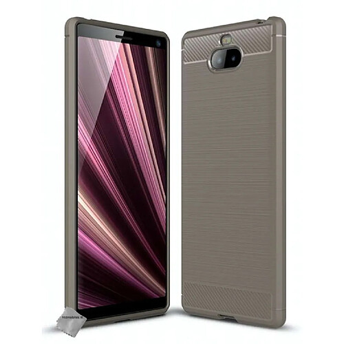 Htdmobiles Coque silicone gel carbone pour Sony Xperia 10 Plus + film ecran - GRIS