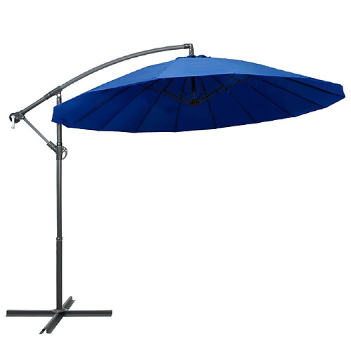 vidaXL Parasol suspendu avec poteau bleu 3 m