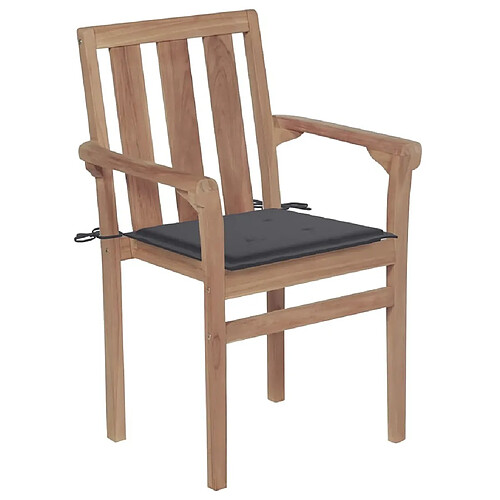 Maison Chic Lot de 6 Chaises de jardin avec coussins,Fauteuil d'extérieur empilables Teck solide -MN65472