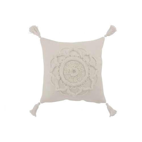 Dansmamaison - Coussin Fleur coton blanc 45x45 cm