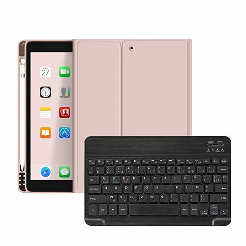 Coque Silicone avec Clavier Bluetooth AZERTY Français pour iPad Pro 10.5 / Air3 2019 - Rose