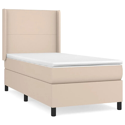 Maison Chic Lit adulte- Lit + matelas,Sommier à lattes de lit avec matelas Cappuccino 100x200 cm -GKD63277