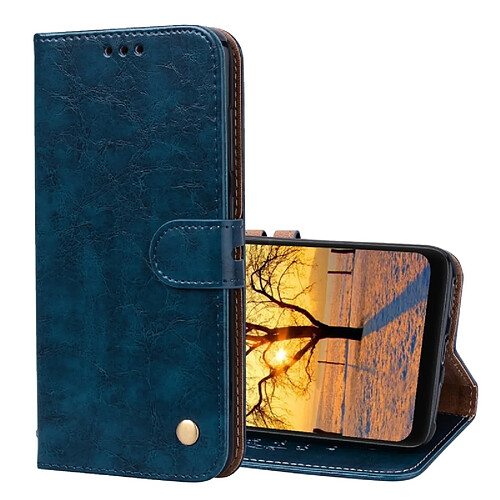 Wewoo Etui à rabat horizontal en cuir de style business à la texture de cire pour Xiaomi Pocophone F1, avec support et emplacements pour cartes et porte-monnaie (bleu)