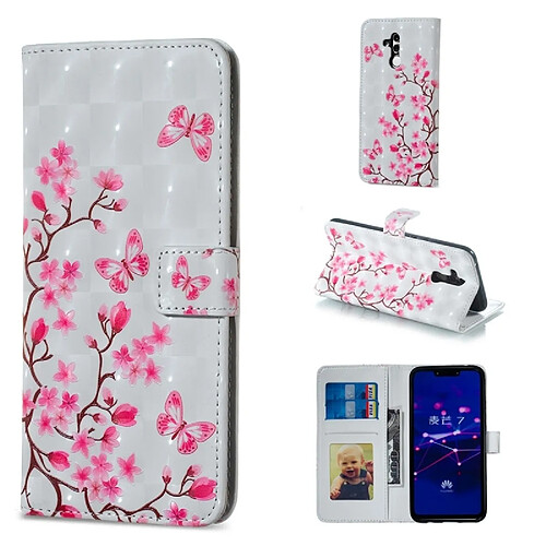 Wewoo Housse Coque Etui à rabat horizontal en forme de papillon avec motif floral pour HuMate 20 Lite, support et logements pour cartes, cadre photo porte-monnaie