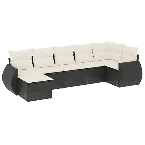 Maison Chic Salon de jardin 7 pcs avec coussins | Ensemble de Table et chaises | Mobilier d'Extérieur noir résine tressée -GKD49441