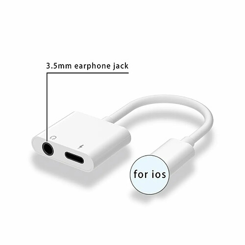 2 En 1 Otg Usb Pour Iphone Xs Max Xr X 7 8 Plus Adaptateur Port De Charge Vers Séparateur De Câble 3.5Mm Trou Rond Type Plat Unique