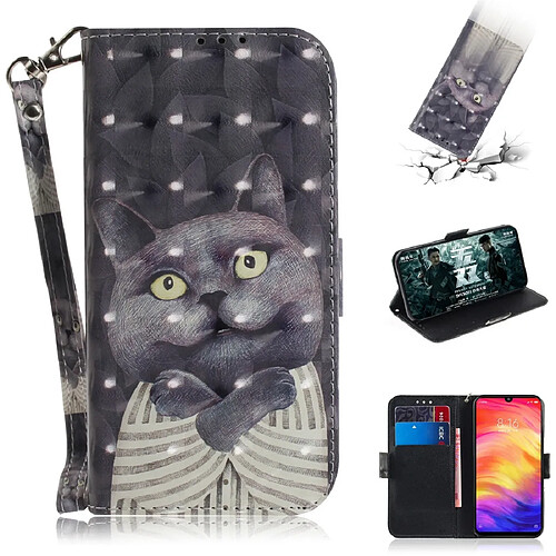 Wewoo Coque Fashion Etui en cuir à rabat avec dessin couleur 3D et fentes pour cartes et porte-cartes Huawei P30 Lite Embrace Cat