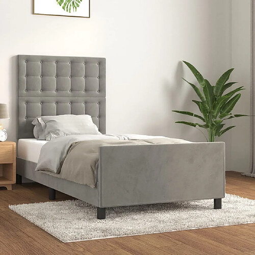 Maison Chic Lit adulte - Cadre Structure de lit avec tête de lit Contemporain Gris clair 100x200 cm Velours -MN67673