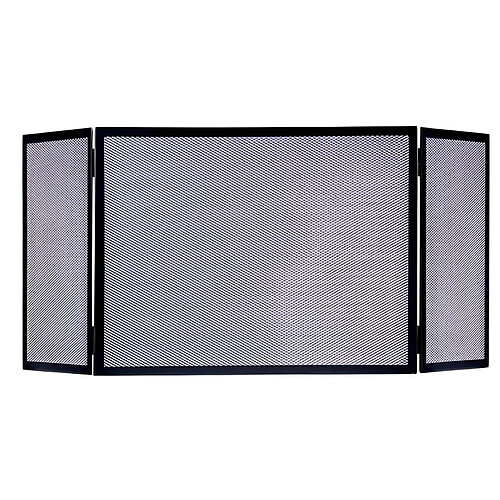 Visiodirect Grille de Protection pour cheminée, Grille Pare-feu en Fer forgé coloris Noir - Hauteur 80 x Longueur 102 x Largeur 30 cm