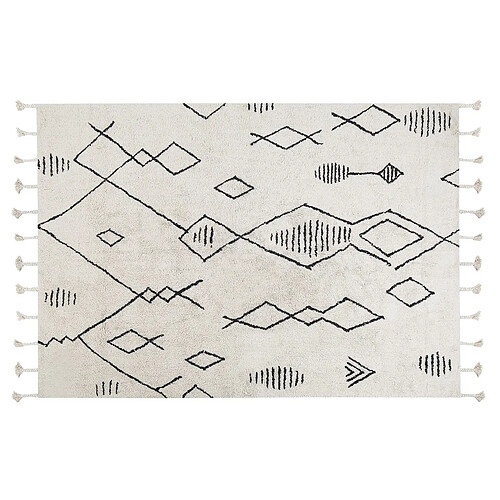 Beliani Tapis en coton blanc et noir 140 x 200 cm KEBIR