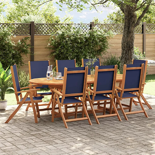 vidaXL Ensemble à manger de jardin 9pcs bois d'acacia solide textilène