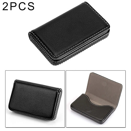 Wewoo Porte-cartes noir 2 cas de carte de visite en cuir PU Premium PCS avec fermeture magnétique, taille: 10 * 6.5 * 1.7cm