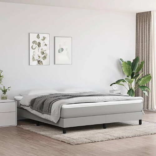 vidaXL Sommier à lattes de lit avec matelas Gris clair 180x200cm Tissu