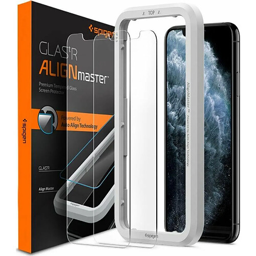 Spigen Sgp Spigen AlignMaster Verre Trempé Compatible avec iPhone 11, iPhone XR, 2 Pièces, Résistant aux Rayures, 9H Protection écran