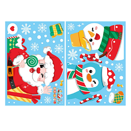 2PCS Stickers de décoration de Noël Santa Claus Snowman Stickers statiques Stickers Shopping Mall Verre Fenêtre Décoration d'autocollants