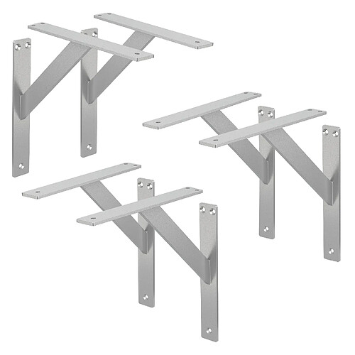 ML-Design 6x Support étagère murale fixation flottante aluminium argent robuste 240x240 mm