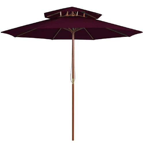 Helloshop26 Parasol double avec mât en bois 270 cm rouge bordeaux 02_0008443