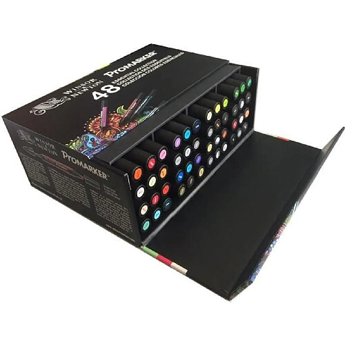 Winsor Et Newton Winsor & Newton ProMarker Coffret de 48 Marqueurs essentiel à double-pointe Couleurs Assorties