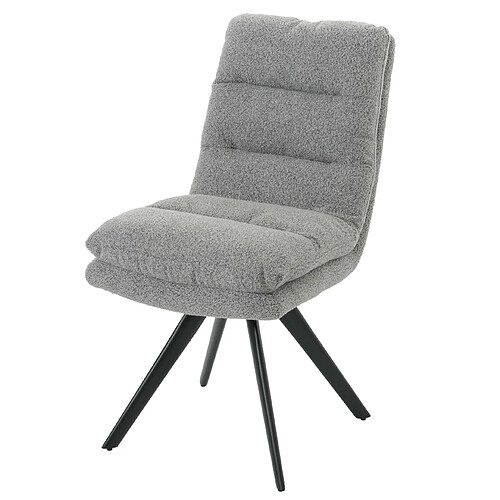 Decoshop26 Chaise de salle à manger x1 rotatif en tissu bouclé gris clair rembourrage épais coins arrondis 04_0006279