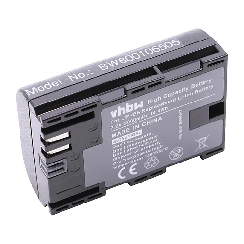 Batterie vhbw Li-Ion Set 2000mAh (7.2V) pour caméra Canon EOS 5DS, Canon EOS 5DS R comme LP-E6.