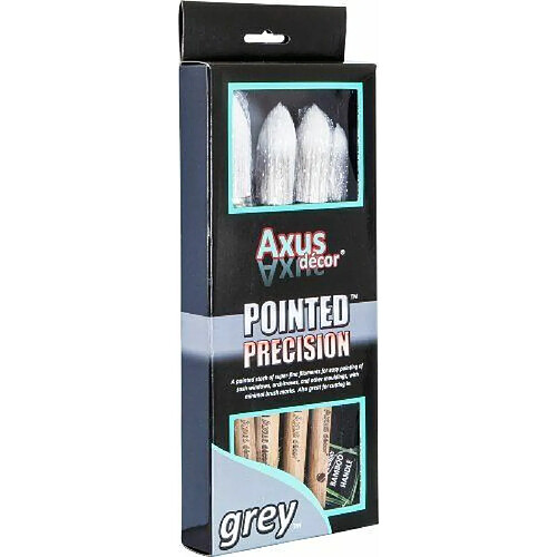 Axus Décor Lot de 4 pinceaux pointus de précision Gris