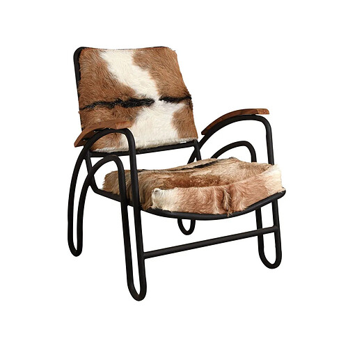 Aubry Gaspard Fauteuil métal et peau de chèvre.