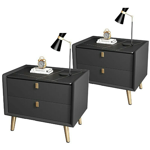 Meubler Design Lot De Deux Table De Chevet Design Noir Kano