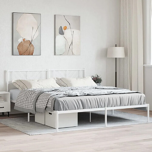 Maison Chic Lit adulte - Cadre de lit métal avec tête de lit,Structure du lit Contemporain pour chambre blanc 193x203 cm -MN79659