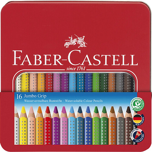 FABER-CASTELL Crayons de couleur Jumbo GRIP, étui en métal ()