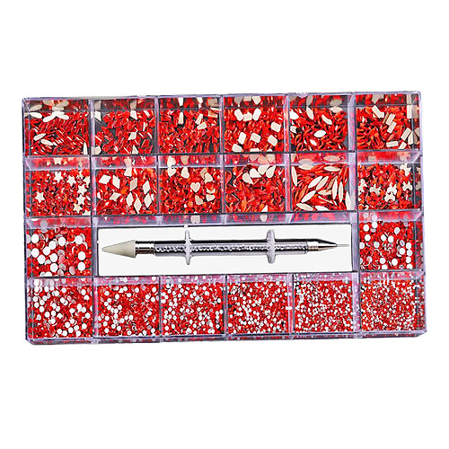 Strass 3D Diamant Gem Nail Art Décor DIY Artisanat Fabrication De Bijoux Rouge + Rose