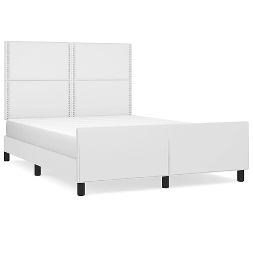 Maison Chic Cadre/structure de lit avec tête de lit pour adulte - Lit Moderne Chambre Blanc 140x200 cm Similicuir -MN36359